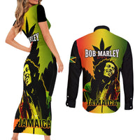 Jamaica Legend Bob Couples Matching Short Sleeve Bodycon Dress and Long Sleeve Button Shirts The King Of Reggae - Wonder Print Shop