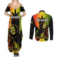 Jamaica Legend Bob Couples Matching Summer Maxi Dress and Long Sleeve Button Shirts The King Of Reggae - Wonder Print Shop