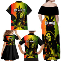 Jamaica Legend Bob Family Matching Off Shoulder Maxi Dress and Hawaiian Shirt The King Of Reggae - Wonder Print Shop