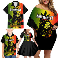 Jamaica Legend Bob Family Matching Off Shoulder Short Dress and Hawaiian Shirt The King Of Reggae - Wonder Print Shop