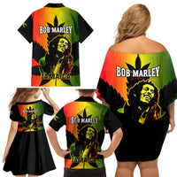 Jamaica Legend Bob Family Matching Off Shoulder Short Dress and Hawaiian Shirt The King Of Reggae - Wonder Print Shop
