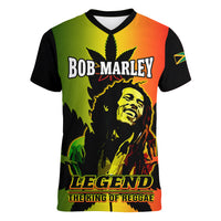 Jamaica Legend Bob Women V Neck T Shirt The King Of Reggae - Wonder Print Shop