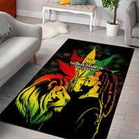 Jamaica Legend Bob Area Rug Lion With Cannabis Leaf Pattern - Wonder Print Shop
