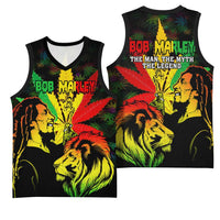 Jamaica Legend Bob Basketball Jersey Lion With Cannabis Leaf Pattern - Wonder Print Shop
