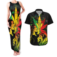 Jamaica Legend Bob Couples Matching Tank Maxi Dress and Hawaiian Shirt Lion With Cannabis Leaf Pattern LT14