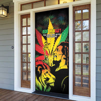 Jamaica Legend Bob Door Cover Lion With Cannabis Leaf Pattern - Wonder Print Shop
