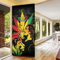 Jamaica Legend Bob Door Cover Lion With Cannabis Leaf Pattern - Wonder Print Shop