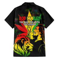 Jamaica Legend Bob Family Matching Long Sleeve Bodycon Dress and Hawaiian Shirt Lion With Cannabis Leaf Pattern LT14