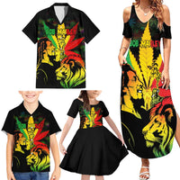 Jamaica Legend Bob Family Matching Summer Maxi Dress and Hawaiian Shirt Lion With Cannabis Leaf Pattern LT14
