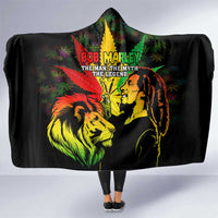 Jamaica Legend Bob Hooded Blanket Lion With Cannabis Leaf Pattern - Wonder Print Shop