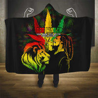 Jamaica Legend Bob Hooded Blanket Lion With Cannabis Leaf Pattern - Wonder Print Shop