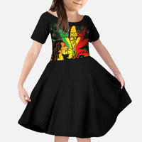 Jamaica Legend Bob Kid Short Sleeve Dress Lion With Cannabis Leaf Pattern LT14
