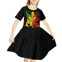 Jamaica Legend Bob Kid Short Sleeve Dress Lion With Cannabis Leaf Pattern LT14