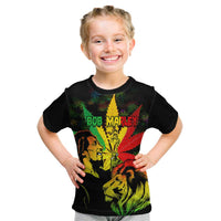 Jamaica Legend Bob Kid T Shirt Lion With Cannabis Leaf Pattern LT14