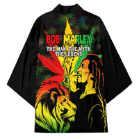 Jamaica Legend Bob Kimono Lion With Cannabis Leaf Pattern - Wonder Print Shop