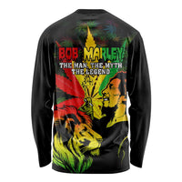 Jamaica Legend Bob Long Sleeve Shirt Lion With Cannabis Leaf Pattern LT14