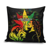 Jamaica Legend Bob Pillow Cover Lion With Cannabis Leaf Pattern - Wonder Print Shop