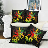 Jamaica Legend Bob Pillow Cover Lion With Cannabis Leaf Pattern - Wonder Print Shop