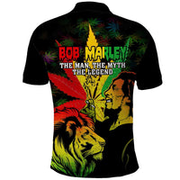 Jamaica Legend Bob Polo Shirt Lion With Cannabis Leaf Pattern LT14