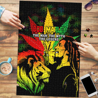 Jamaica Legend Bob Puzzle Lion With Cannabis Leaf Pattern - Wonder Print Shop