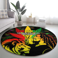 Jamaica Legend Bob Round Carpet Lion With Cannabis Leaf Pattern - Wonder Print Shop