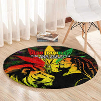 Jamaica Legend Bob Round Carpet Lion With Cannabis Leaf Pattern - Wonder Print Shop