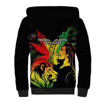 Jamaica Legend Bob Sherpa Hoodie Lion With Cannabis Leaf Pattern LT14