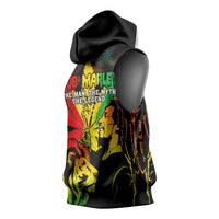 Jamaica Legend Bob Sleeveless Hoodie Lion With Cannabis Leaf Pattern - Wonder Print Shop