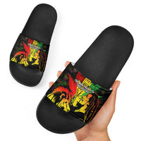 Jamaica Legend Bob Slide Sandals Lion With Cannabis Leaf Pattern - Wonder Print Shop