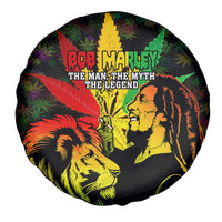 Jamaica Legend Bob Spare Tire Cover Lion With Cannabis Leaf Pattern - Wonder Print Shop