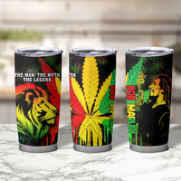 Jamaica Legend Bob Tumbler Cup Lion With Cannabis Leaf Pattern - Wonder Print Shop