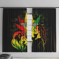 Jamaica Legend Bob Window Curtain Lion With Cannabis Leaf Pattern - Wonder Print Shop