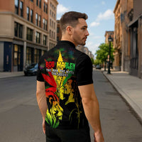 Jamaica Legend Bob Zipper Polo Shirt Lion With Cannabis Leaf Pattern - Wonder Print Shop