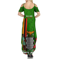Zambia Independence Day Summer Maxi Dress Happy 59th Anniversary Kente Pattern - Wonder Print Shop
