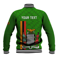 Personalised Zambia Independence Day Baseball Jacket Happy 59th Anniversary Kente Pattern - Wonder Print Shop