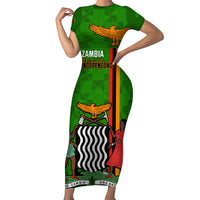 Personalised Zambia Independence Day Family Matching Short Sleeve Bodycon Dress and Hawaiian Shirt Happy 59th Anniversary Kente Pattern - Wonder Print Shop