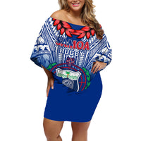 Samoa Rugby Off Shoulder Short Dress 2023 Go Manu Samoa With Ula Fala Style - Wonder Print Shop