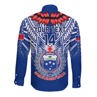 Custom Samoa Rugby Long Sleeve Button Shirt 2023 Go Manu Samoa With Ula Fala Style - Wonder Print Shop