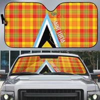 Saint Lucia Creole Day Auto Sun Shade Bon Fete Jounen Kweyol Madras Pattern - Wonder Print Shop
