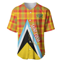 Saint Lucia Creole Day Baseball Jersey Bon Fete Jounen Kweyol Madras Pattern - Wonder Print Shop