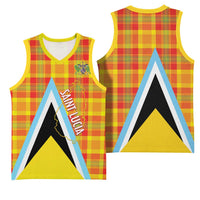 Saint Lucia Creole Day Basketball Jersey Bon Fete Jounen Kweyol Madras Pattern - Wonder Print Shop