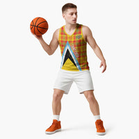 Saint Lucia Creole Day Basketball Jersey Bon Fete Jounen Kweyol Madras Pattern - Wonder Print Shop