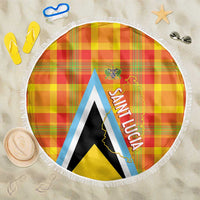 Saint Lucia Creole Day Beach Blanket Bon Fete Jounen Kweyol Madras Pattern - Wonder Print Shop