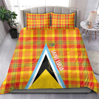 Saint Lucia Creole Day Bedding Set Bon Fete Jounen Kweyol Madras Pattern - Wonder Print Shop