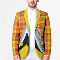 Saint Lucia Creole Day Blazer Bon Fete Jounen Kweyol Madras Pattern - Wonder Print Shop