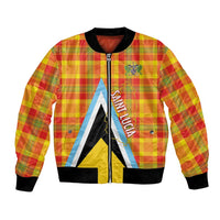 Saint Lucia Creole Day Bomber Jacket Bon Fete Jounen Kweyol Madras Pattern - Wonder Print Shop