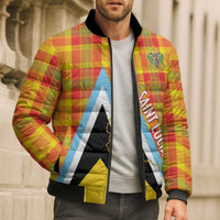 Saint Lucia Creole Day Bomber Puffer Jacket Bon Fete Jounen Kweyol Madras Pattern - Wonder Print Shop
