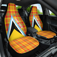 Saint Lucia Creole Day Car Seat Cover Bon Fete Jounen Kweyol Madras Pattern - Wonder Print Shop