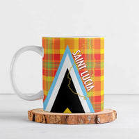 Saint Lucia Creole Day Ceramic Mug Bon Fete Jounen Kweyol Madras Pattern - Wonder Print Shop