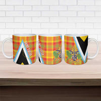 Saint Lucia Creole Day Ceramic Mug Bon Fete Jounen Kweyol Madras Pattern - Wonder Print Shop